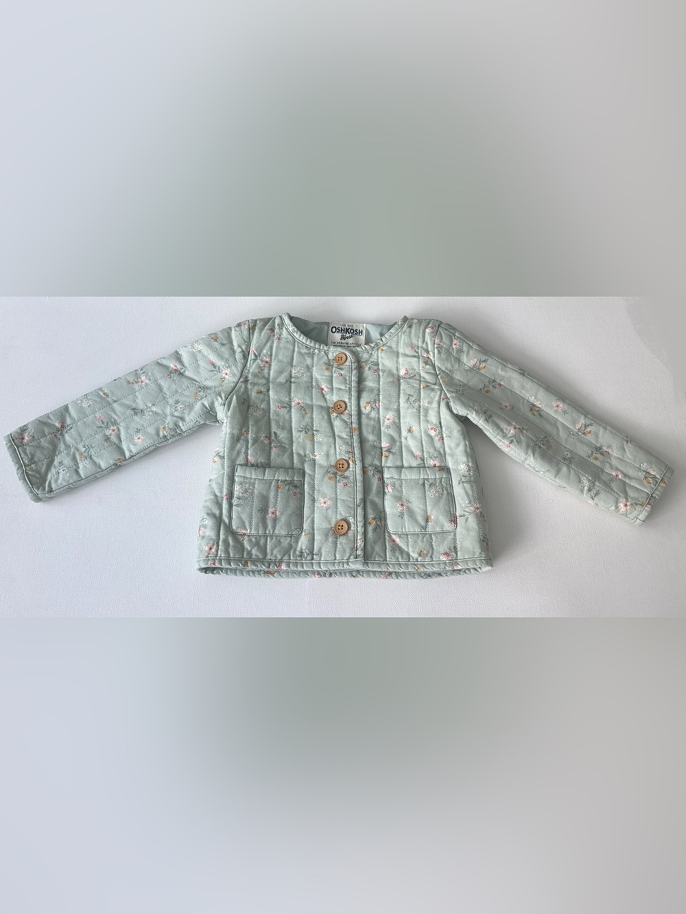 OshKosh B'gosh girl’s  Mint Green Quilted Floral Jacket.  Size 2T.